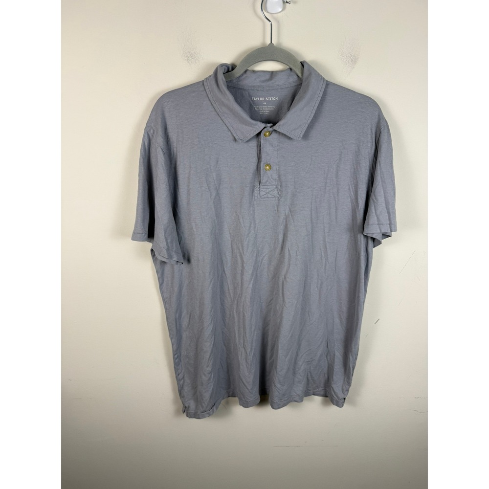 Taylor Stitch Mens Grey Organic Cotton Hemp Short Sleeve Polo Shirt Size 44 XL